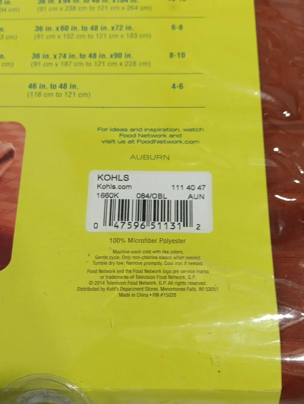 60x84 Inch Food Network Rust Red Microfiber Tablecloth - Stain-Resistant